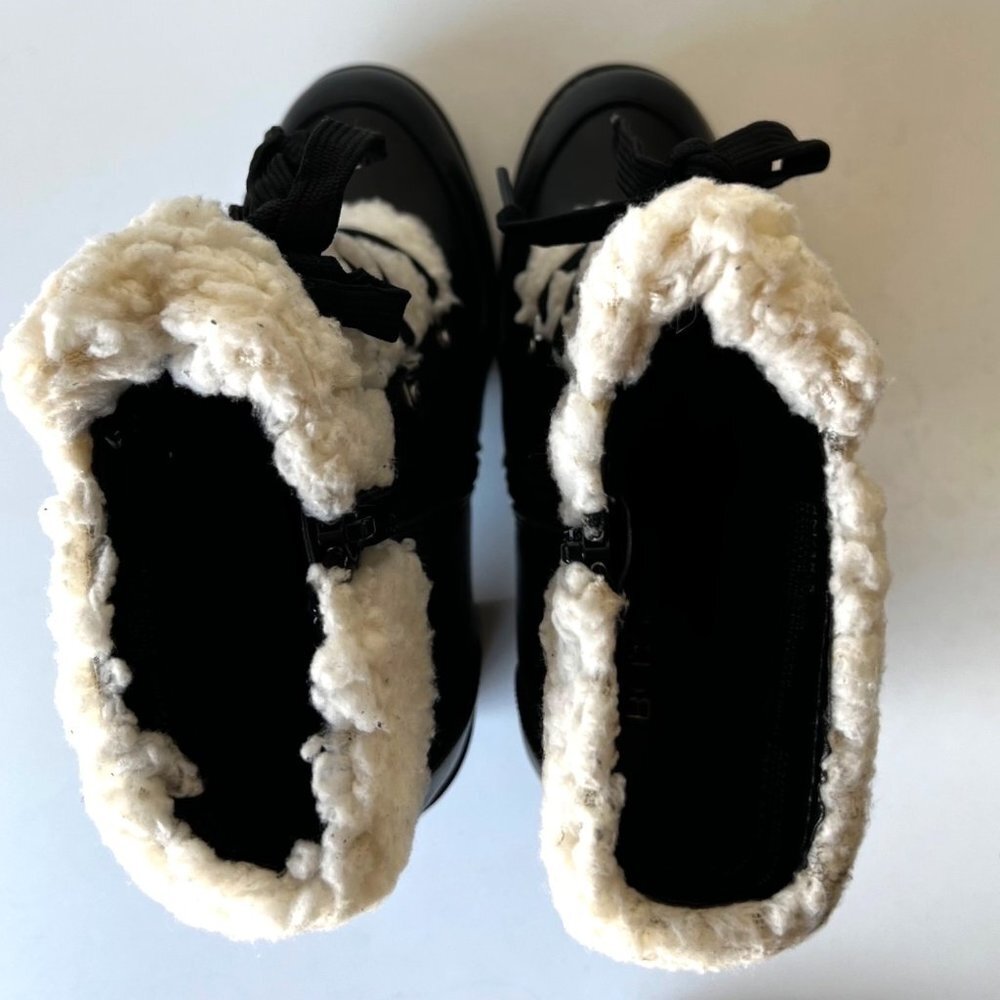 BCGeneration Black Fur booties Chunky Heel Women Boots Size 8 - Picture 4 of 12